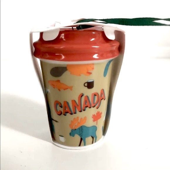 Starbucks CANADA Ceramic Coffee Cup Christmas Tree Ornament NWT - Picture 1 of 6